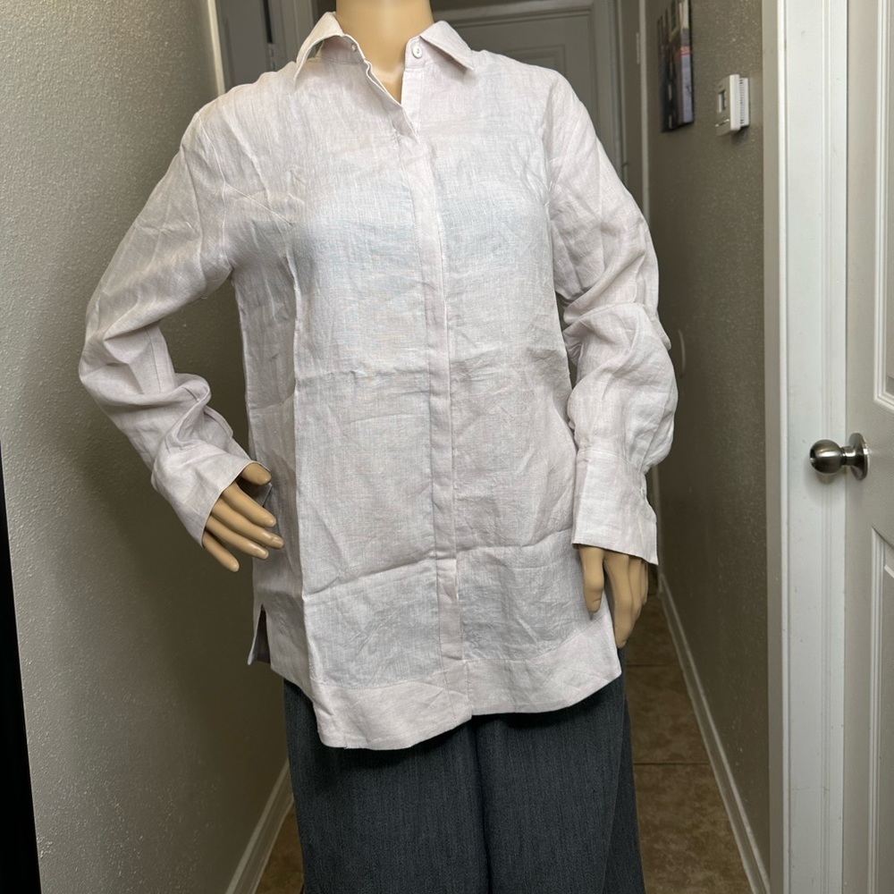 Jarbo Button Down Shirt White Cotton Blend Long Sleeve size 2. US medium - Picture 15 of 16